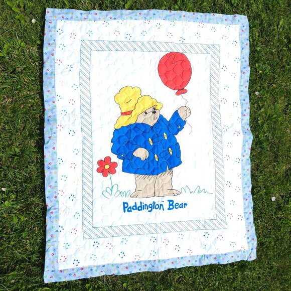 ADORABLE PADDINGTON BEAR BABY QUILT THROW BLANKET QUILTED Like New - Picture 2 of 4